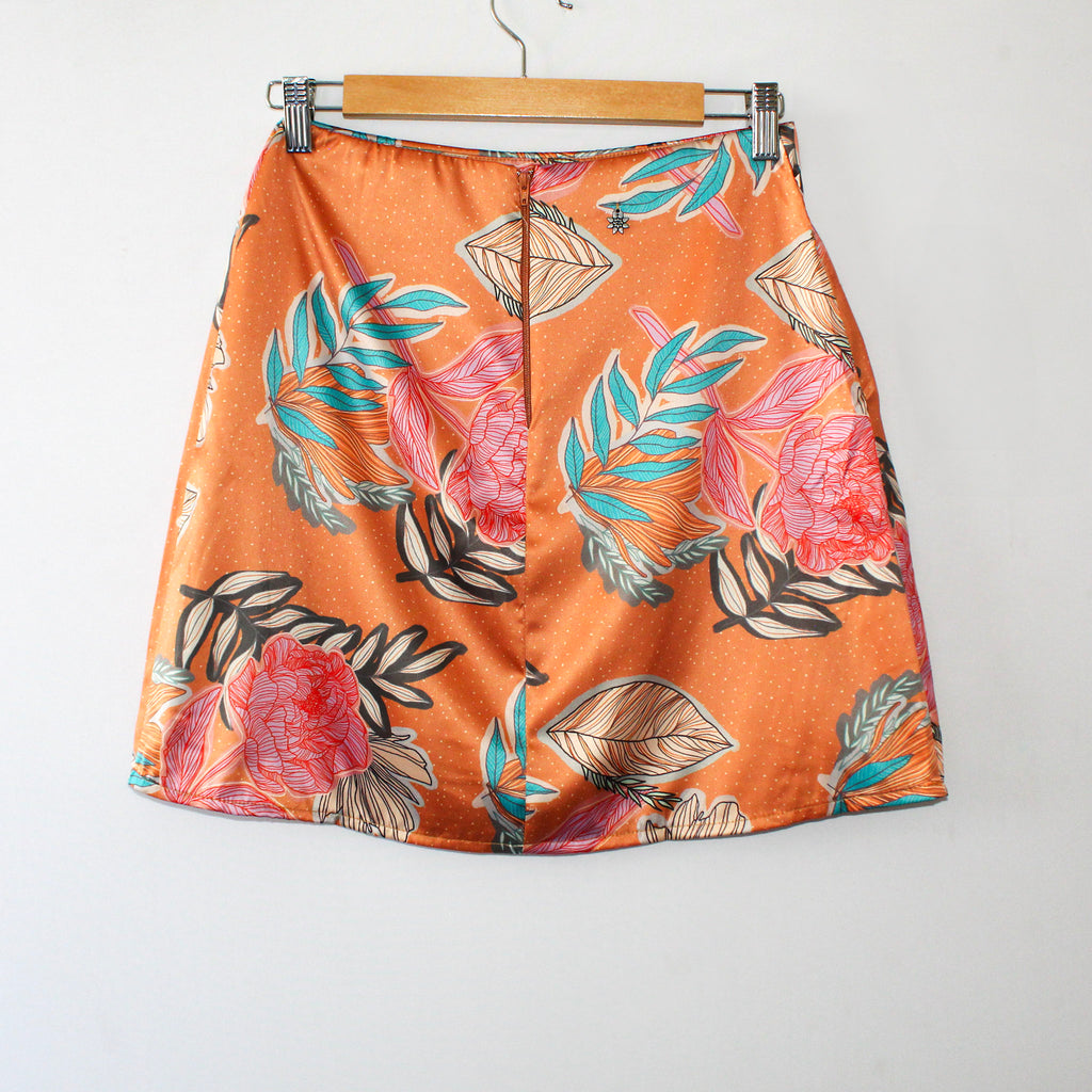 Falda de Satén Estampada